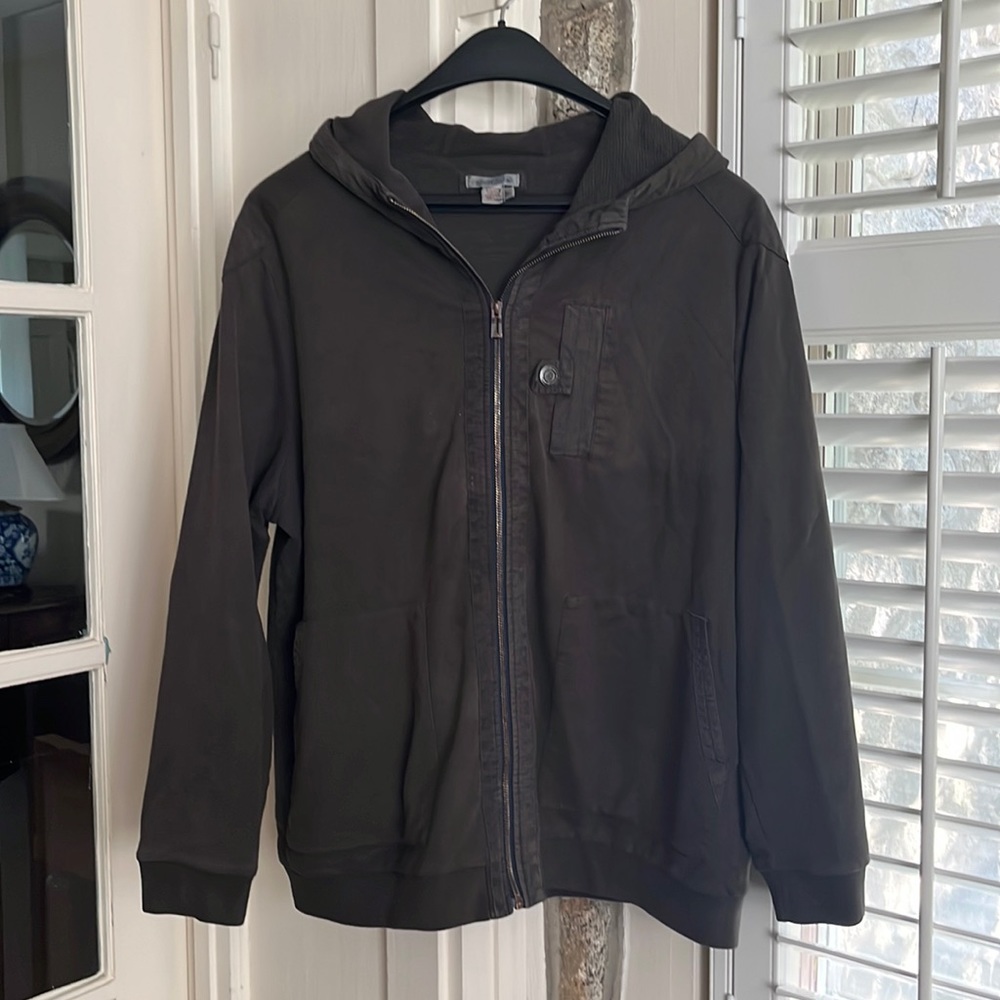 Carbon2cobalt men’s hooded front zip jacket.